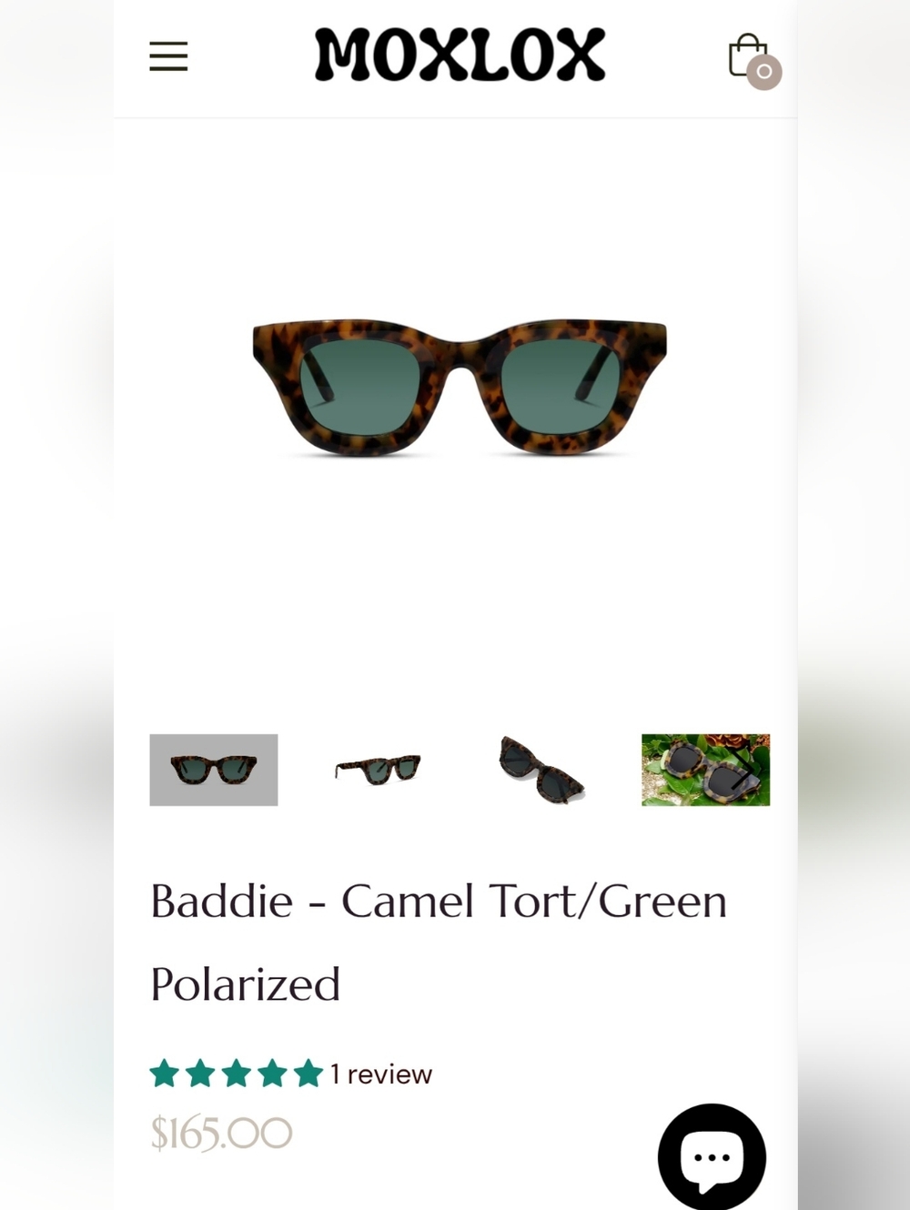 Moxlox "Baddie" Sunglasses - Camel Tortoise Frame with Green Lenses